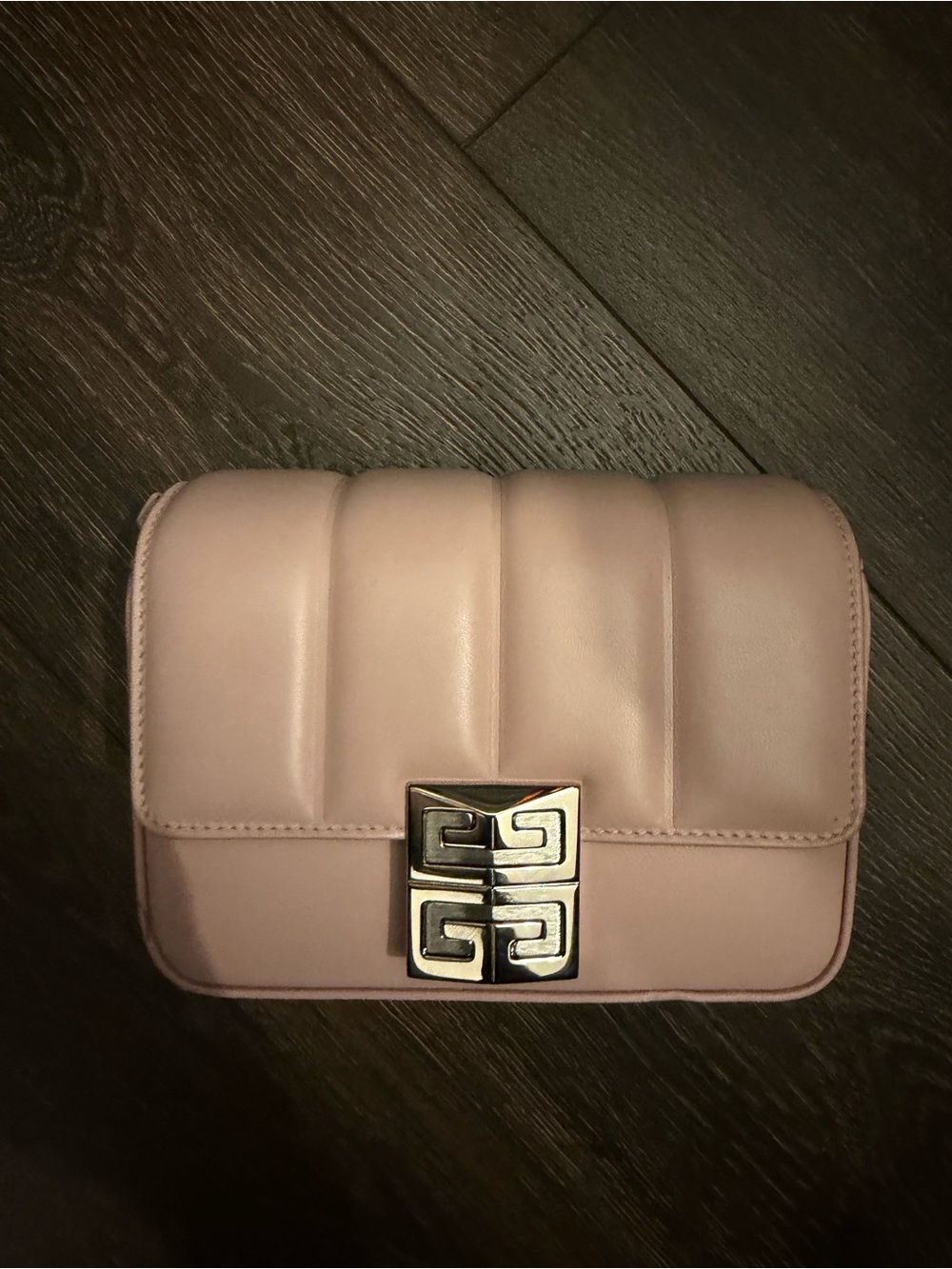 Givenchy Quilted Pale Pink Leather Crossbody with Silver Logo Lock